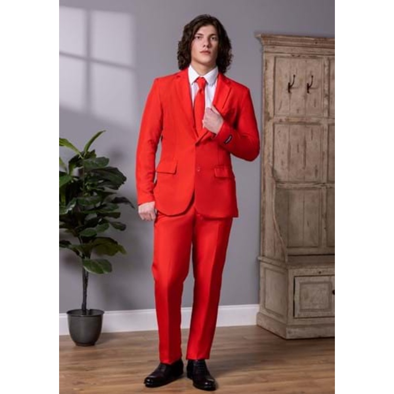 Mens Suitmeister Solid Red Suit Small
