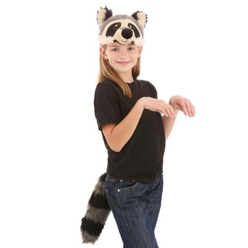 Raccoon Plush Headband & Tail Costume Accessory Kit Standard