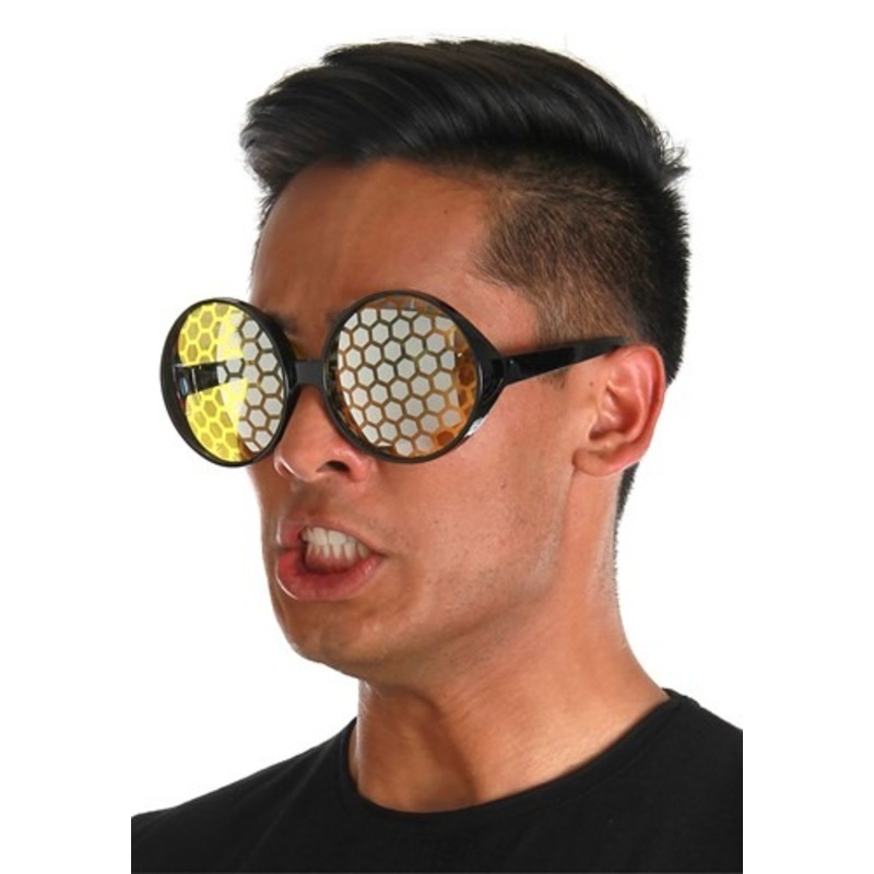 Black/Yellow Bug Eyes Glasses Standard