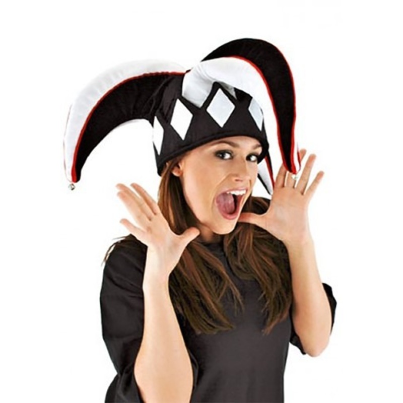 Court Jester Black & White Plush Hat Standard