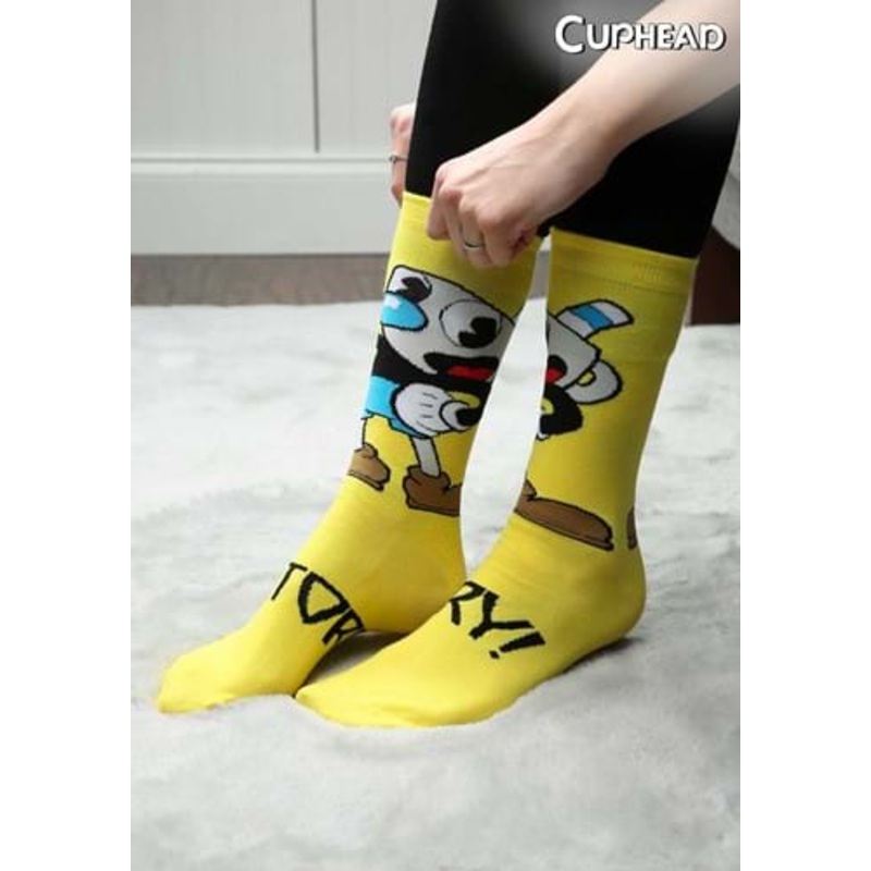 Cuphead Mugman Victory! Crew Socks Standard