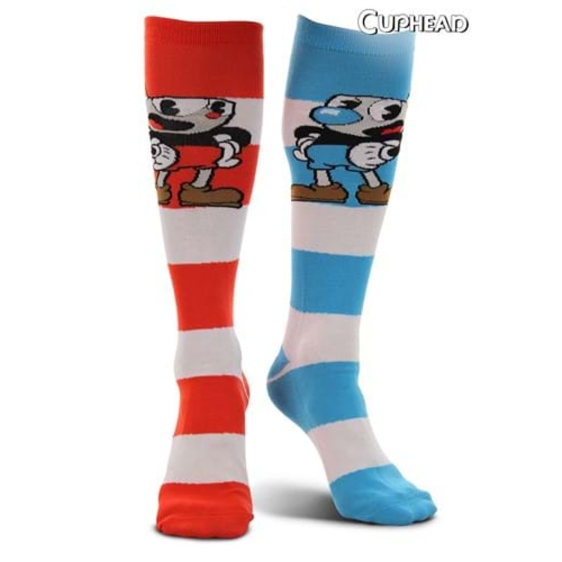 Knee High Cuphead & Mugman Striped Socks Standard
