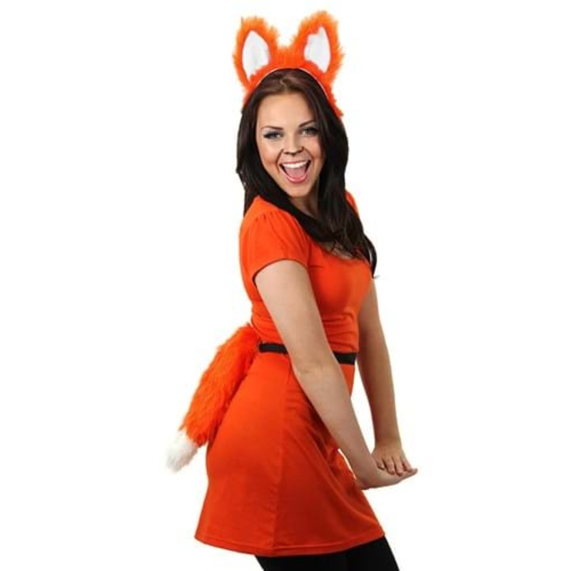 Moving Orange Furry Fox Tail Standard