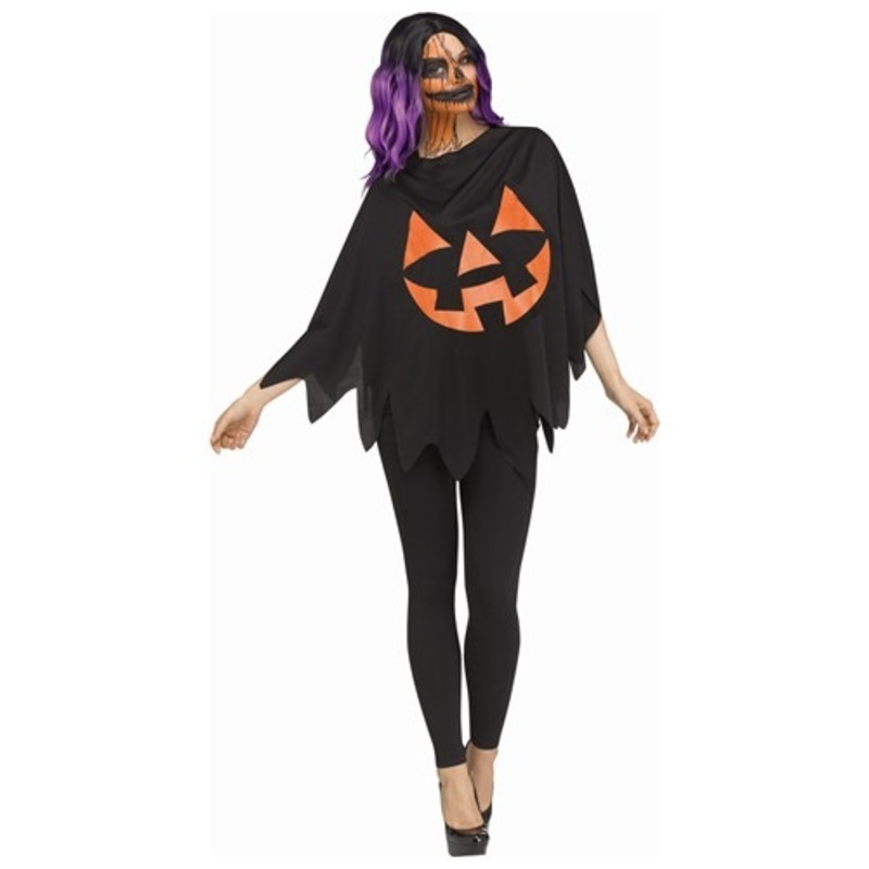 Women's Dark Jack-o-lantern Poncho Standard