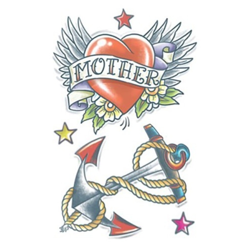Temporary 1950's Heart and Anchor Tattoo Standard