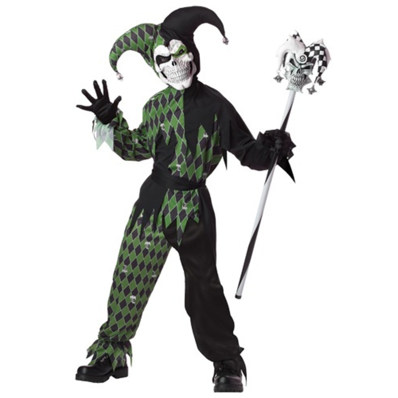 Kids Green Scary Jester Costume Medium (8-10)