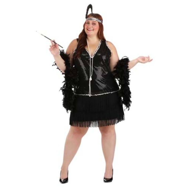 Women's Plus Size Onyx Flapper Costume 1X