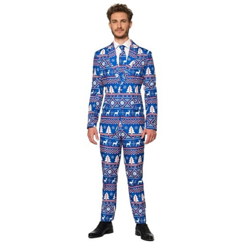 Men's Blue Nordic Christmas Suitmeister Suit Large