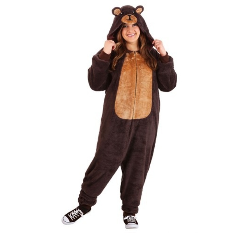 Plus Size Brown Bear Onesie Costume for Adults 1X