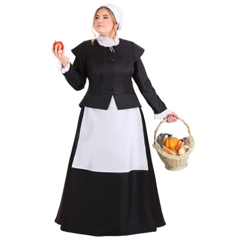 Women's Plus Size Thankful Pilgrim Costume Dress 1X