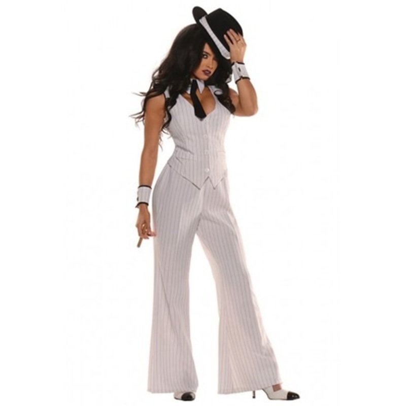 Women's White Gangster Costume Small