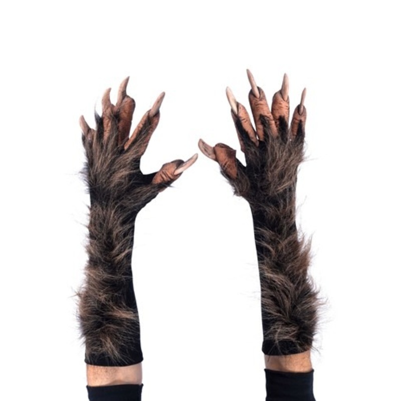Brown Wolf Gloves for Adults Standard
