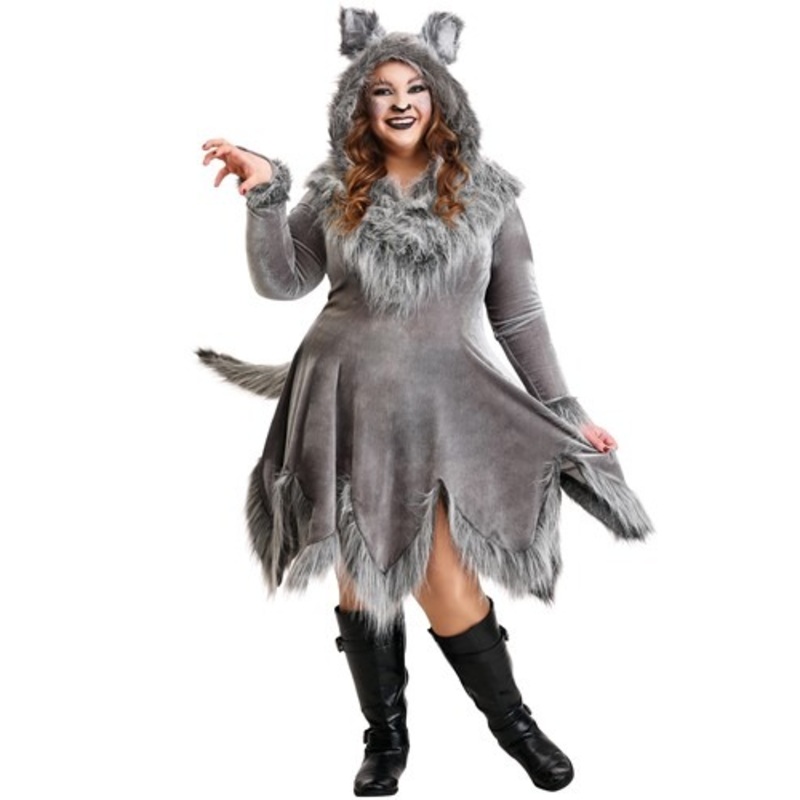 Women's Plus Size Grey Wolf Costume 1X