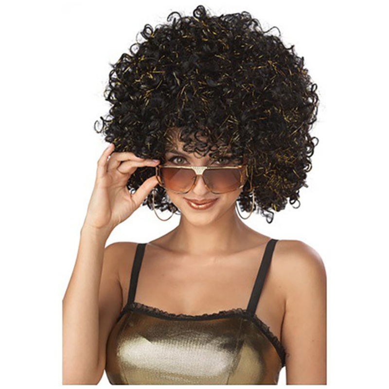 Black and Gold Disco Wig for Women Standard