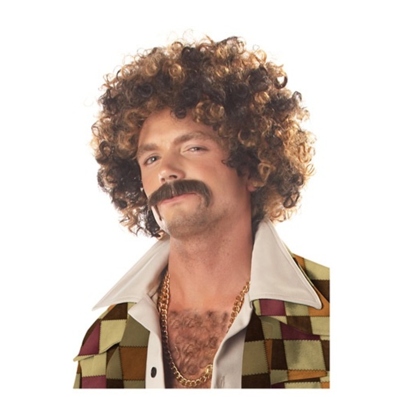 Disco Dirt Bag Wig and Mustache Standard