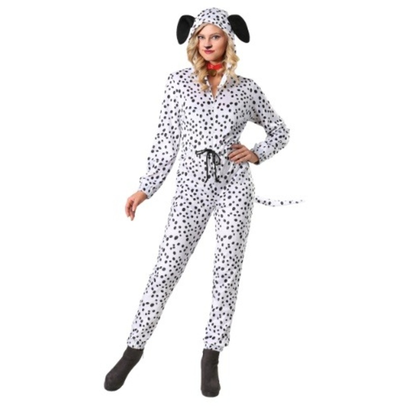 Plus Size Women's Cozy Dalmatian Jumpsuit Costume 1X