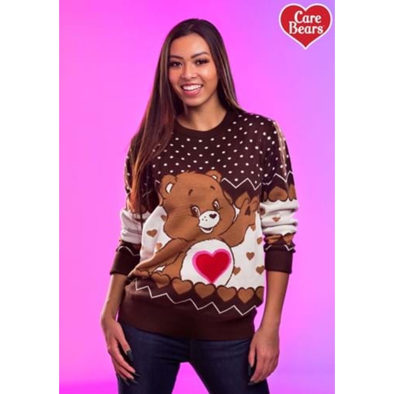 Tenderheart Bear Care Bears Ugly Christmas Sweater for Adults X-Small