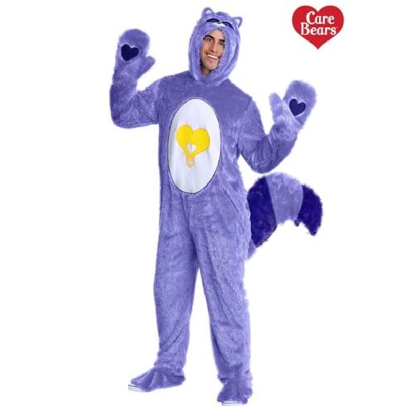Adult Care Bears & Cousins Bright Heart Raccoon Costume Small