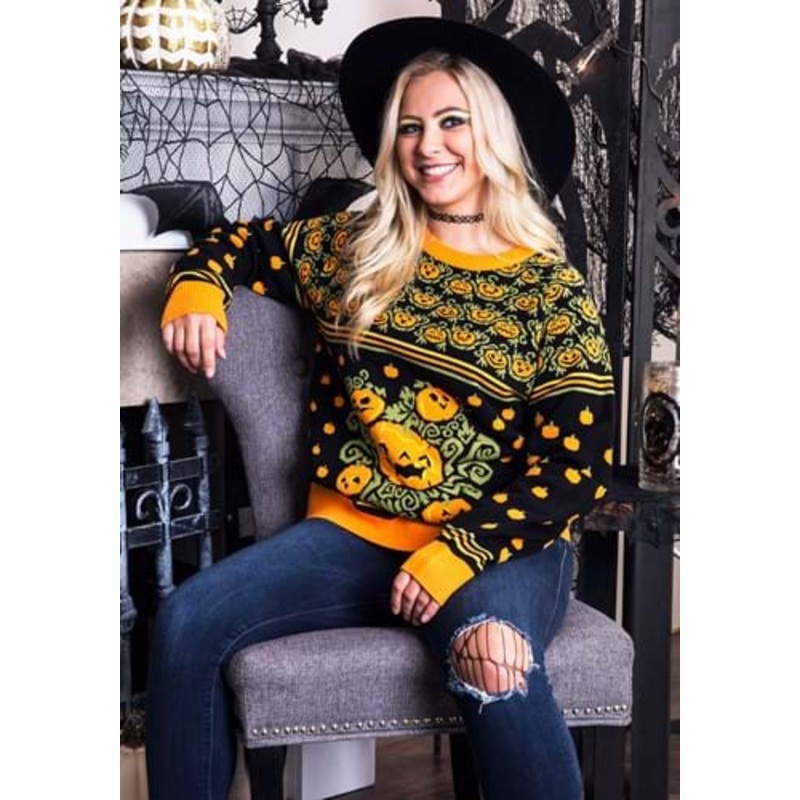 Adult Pumpkin Patch Halloween Sweater X-Small