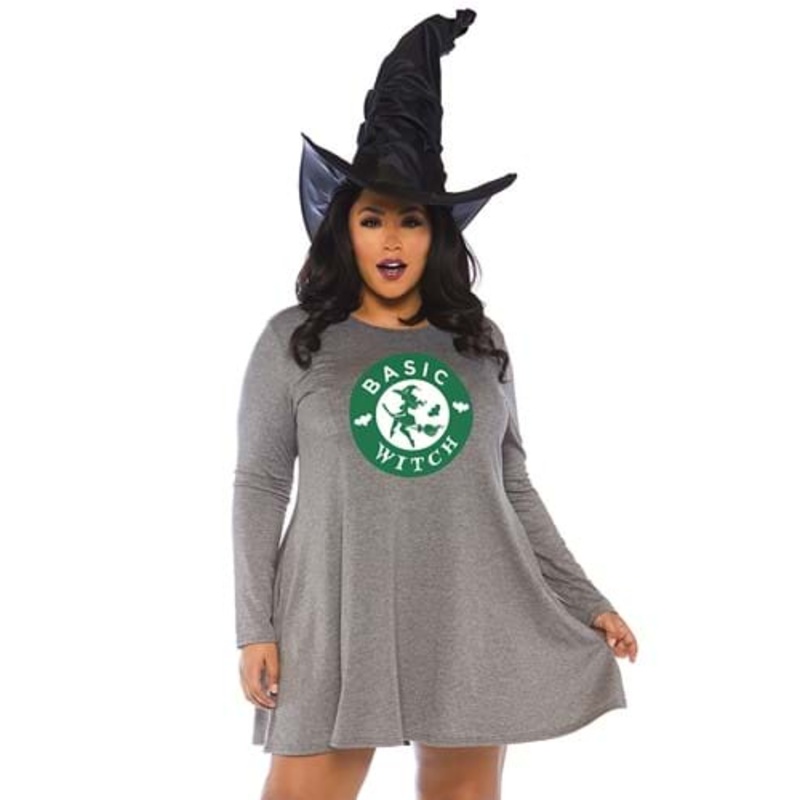 Women's Plus Size Basic Witch Jersey Dress Costume  1X/2X