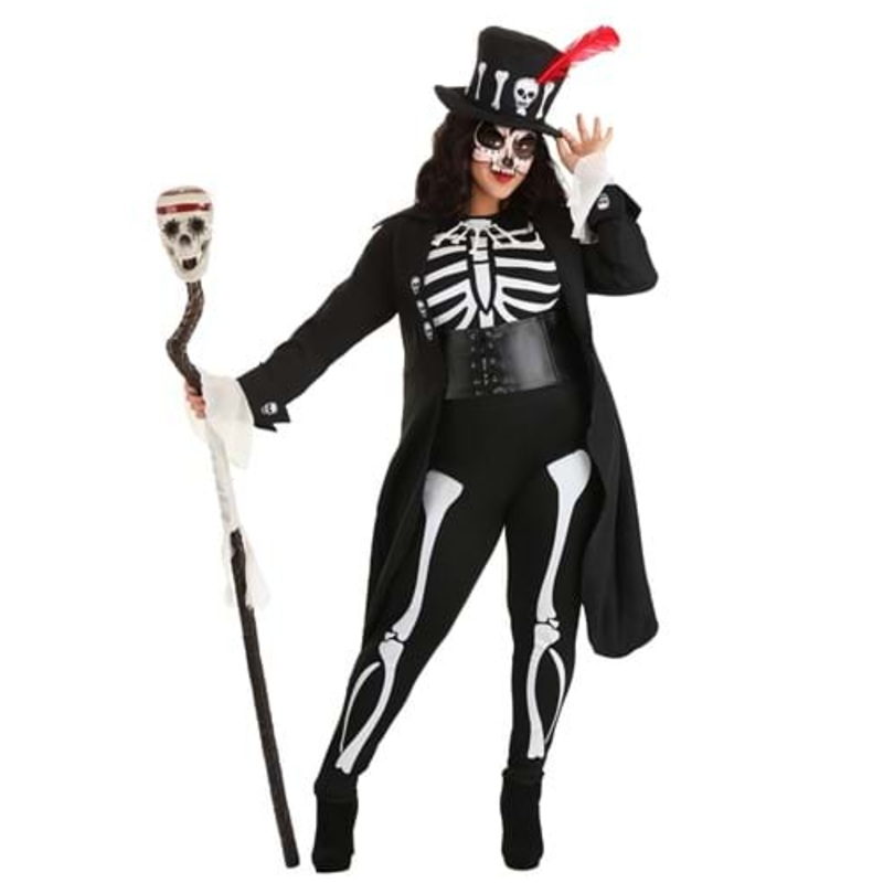 Plus Size Ladies Voodoo Skeleton Costume 1X
