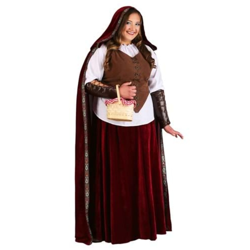 Women's Deluxe Red Riding Hood Plus Size Costume Dress 1X