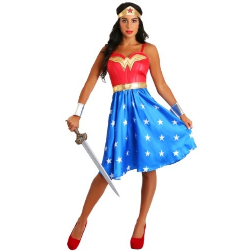 Deluxe Long Dress Wonder Woman Adult Costume for Women Small