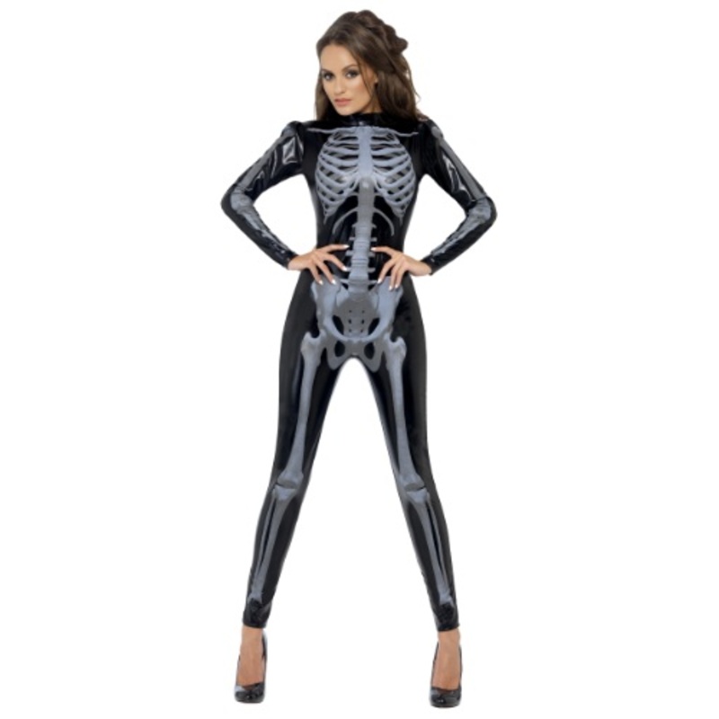 Women's X-Ray Skeleton Jumpsuit Costume Small
