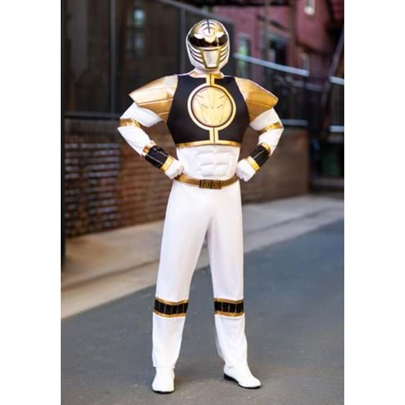 Power Rangers White Ranger Classic Muscle Costume for Men X-Large