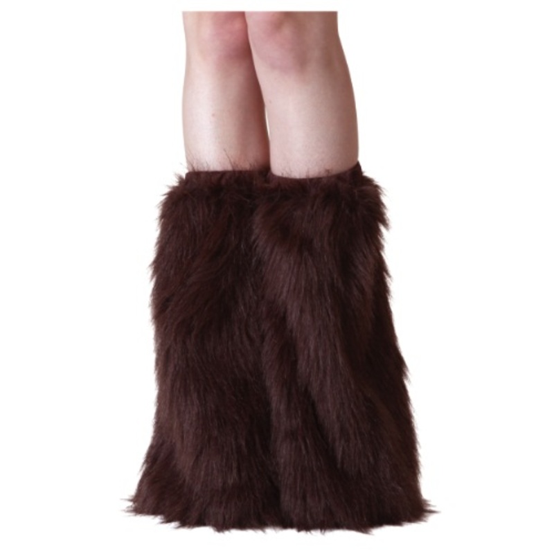 Adult Brown Furry Boot Covers Standard