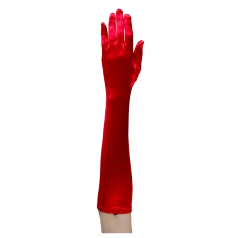 Adult Plus Size Red Elbow Length Gloves Plus