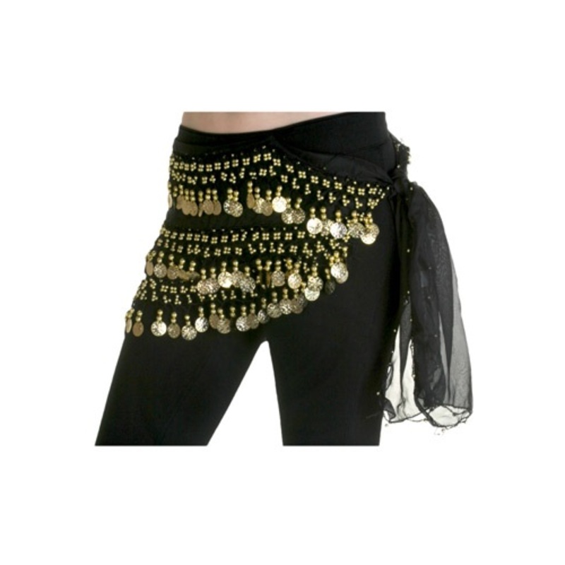 Black Chiffon Costume Belly Dancing Hip Scarf Accessory Standard