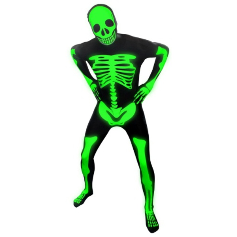 Glow Skeleton Morphsuit Costume for Men Medium