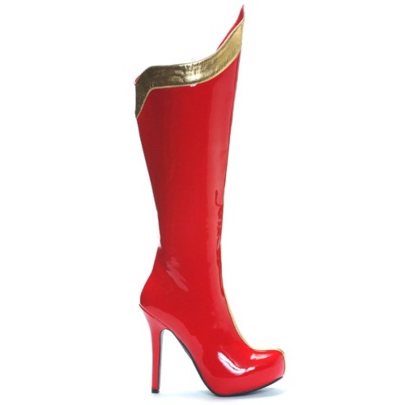 Women's Sexy Red and Gold Superhero Boots Size 6