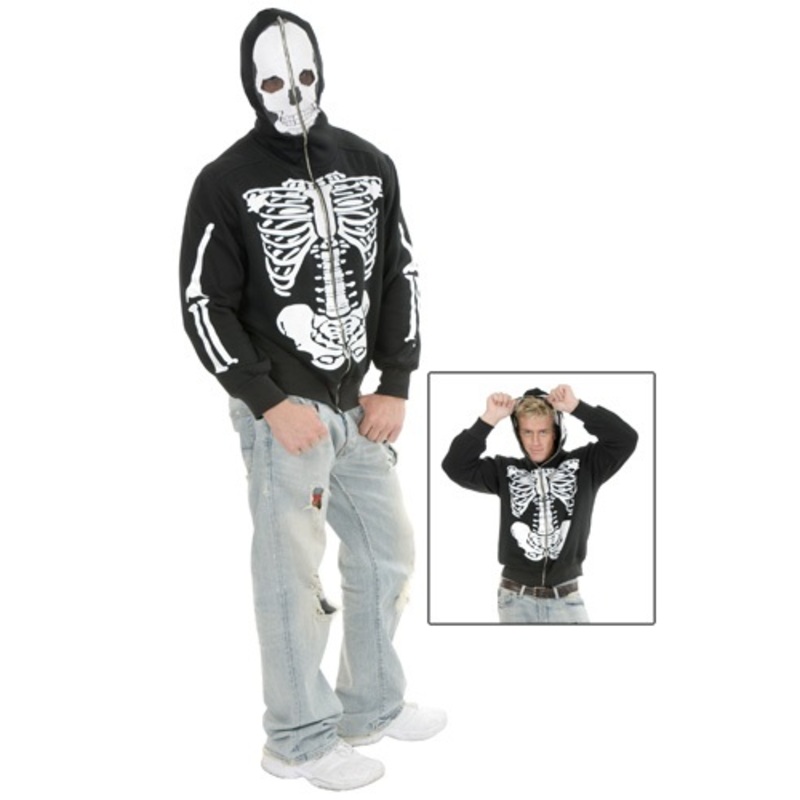 Skeleton Hooded Adult Halloween Sweatshirt Large