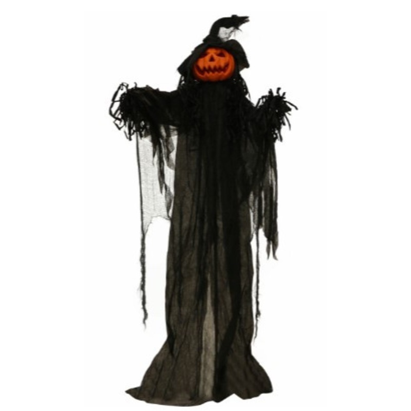 5.6-ft. Animatronic Pumpkin, LED Eyes, Poseable, Battery, Gourdy