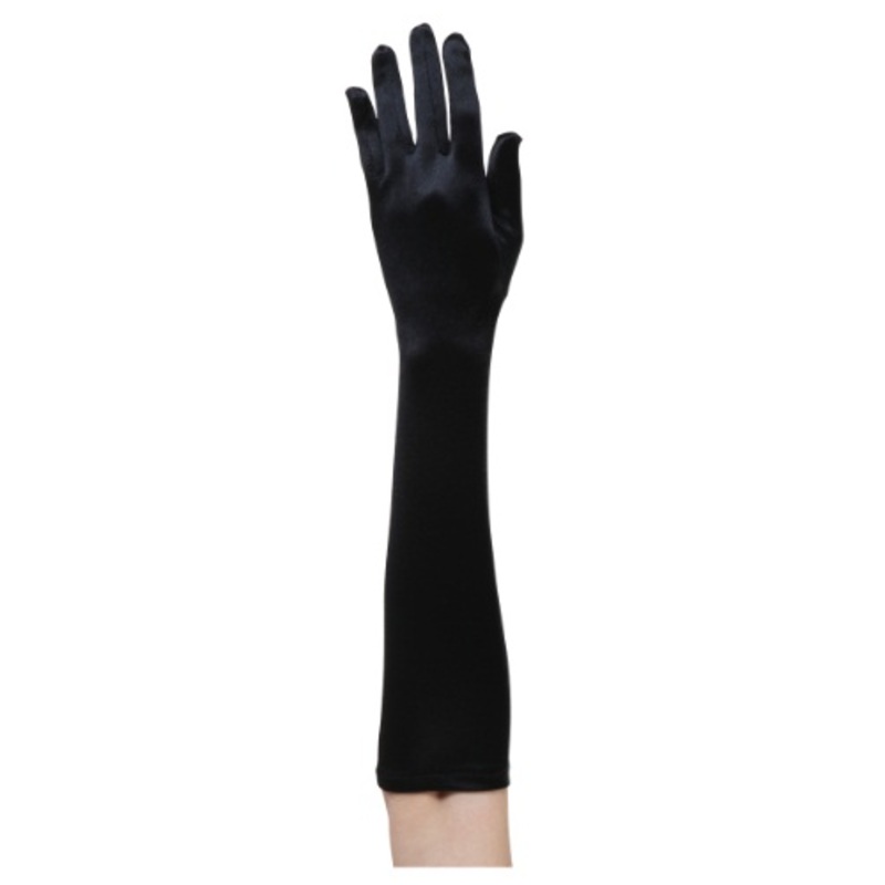 Women's Black Flapper Costume Gloves Standard