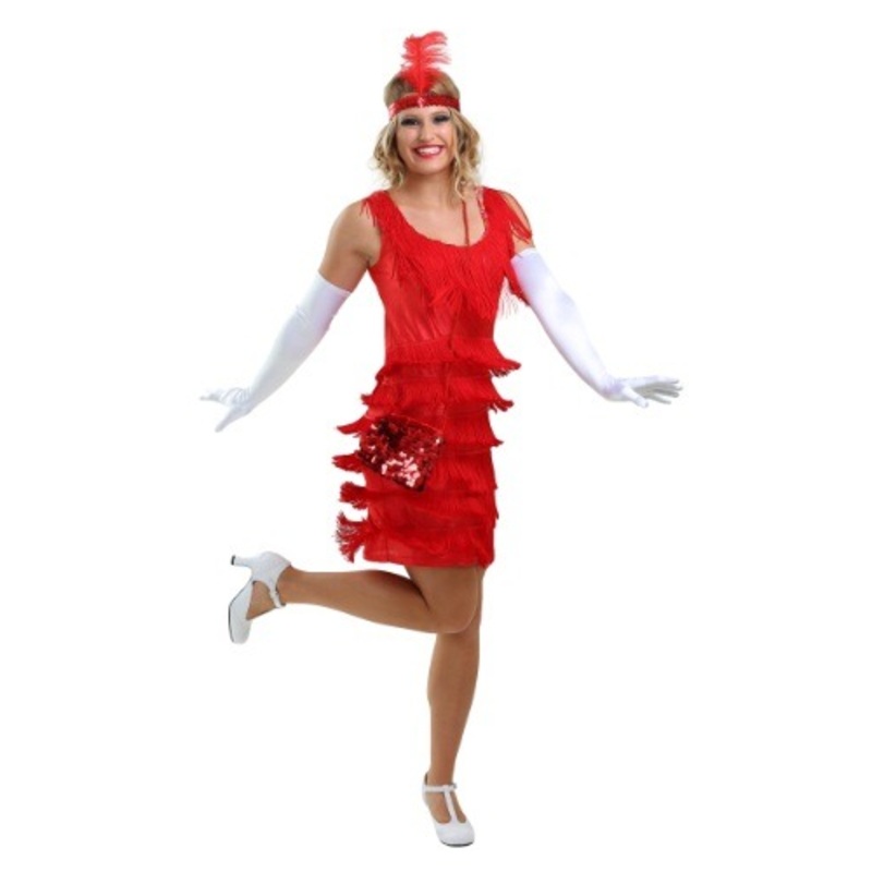 Women's Red Flapper Fashion Costume Dress X-Small (0-2)