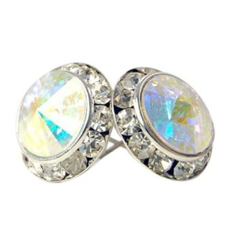 20MM With Swarovski Aurora Crystal Earrings w/ Surgical Steel Post