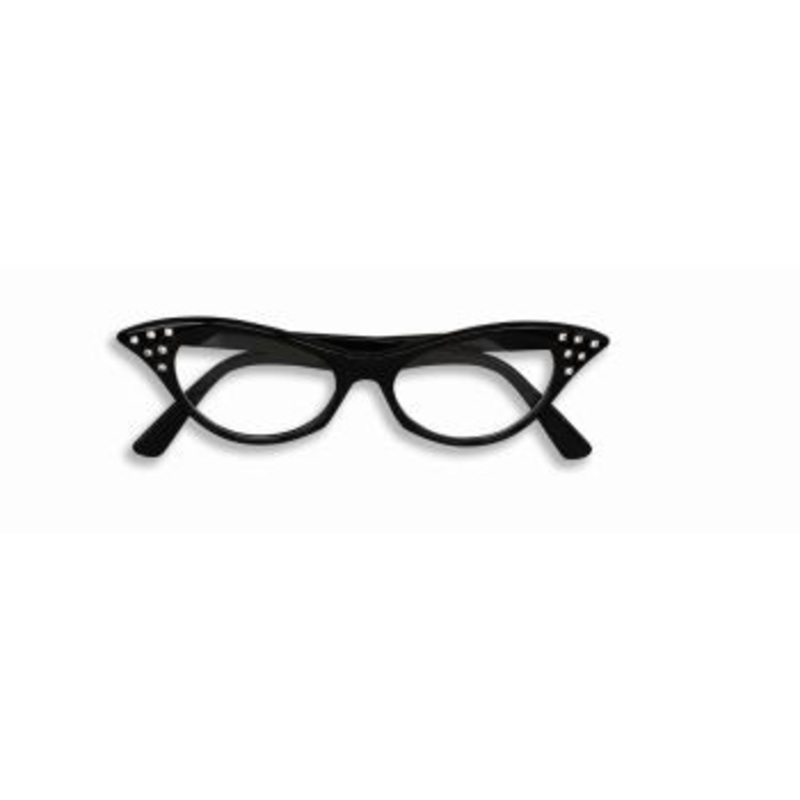 50's Rhinestone Cateye Glasses  Black