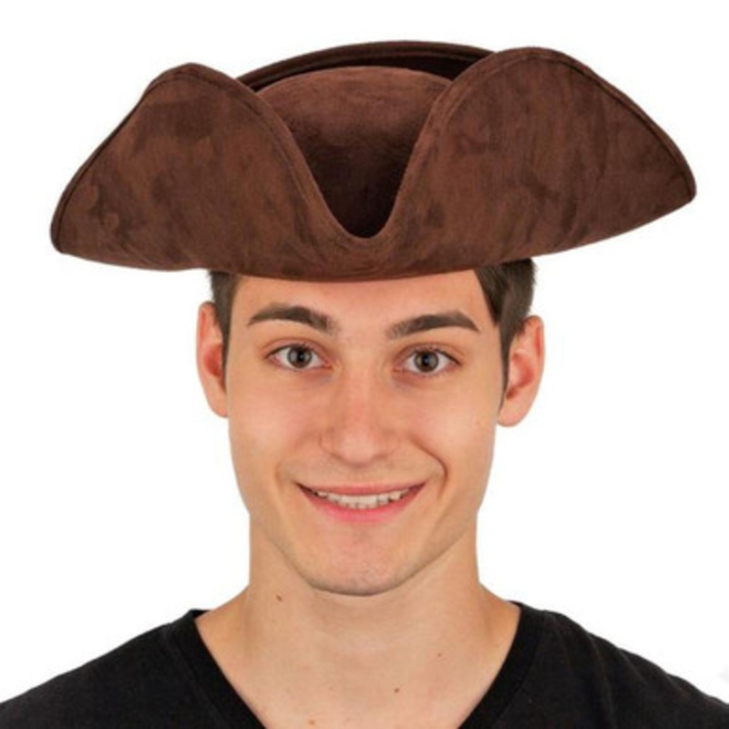 Brown Faux Suede Tricorner Hat(26581BNAO)