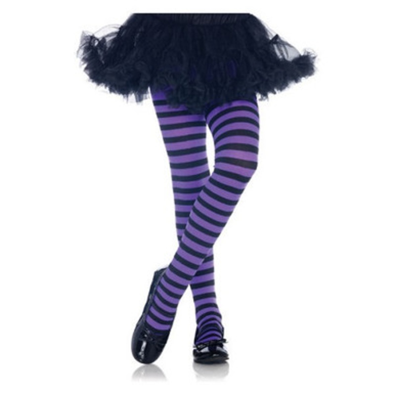 Children's Striped Tights - Black & Purple(4710PW) Girl's Tight Size 3T-4T