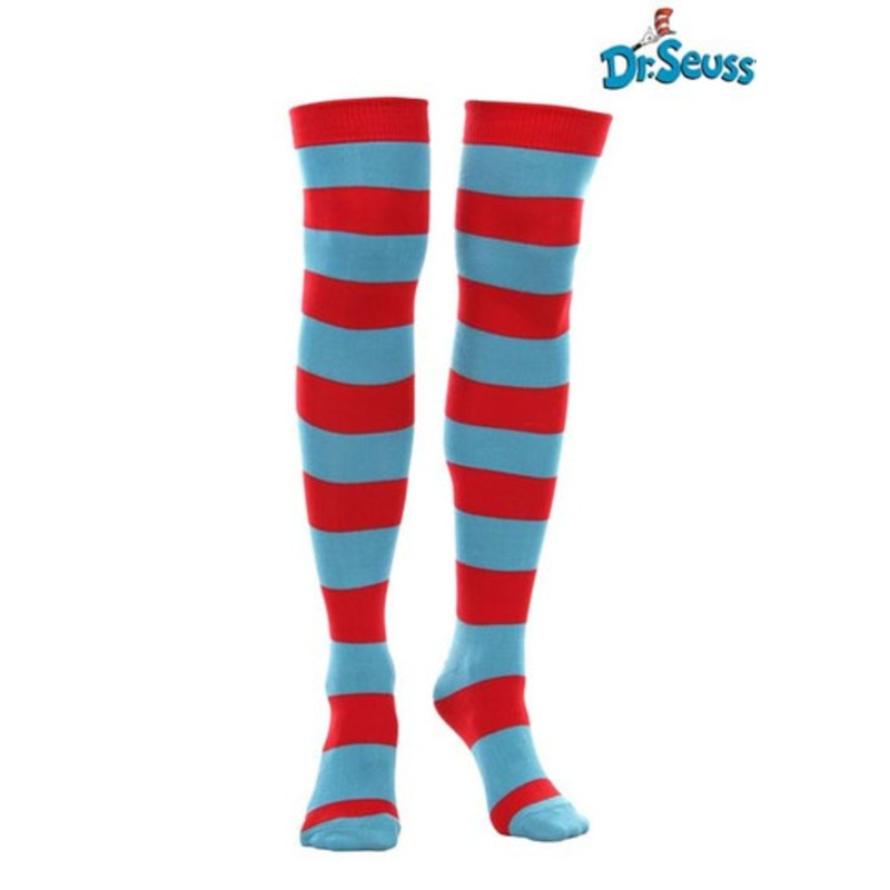 Dr. Seuss Thing 1 & 2 Adult Striped Socks Red and Blue