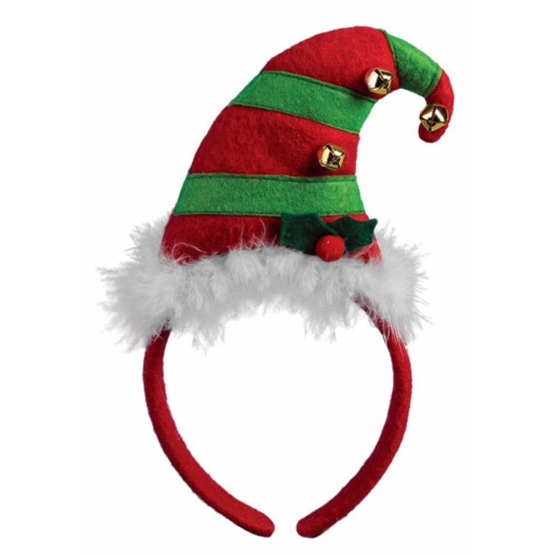 Elf Headband Red and Green with Fur trim