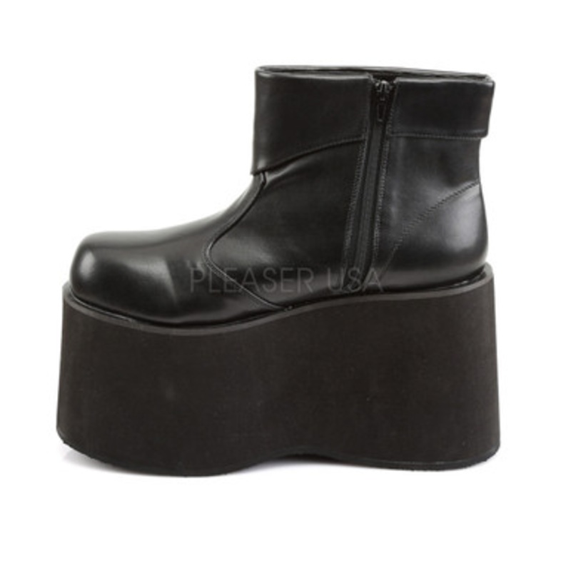Frankenstein Monster Men's Black Ankle Boots 5" Platform w/ Zip Up Side 2 Wide