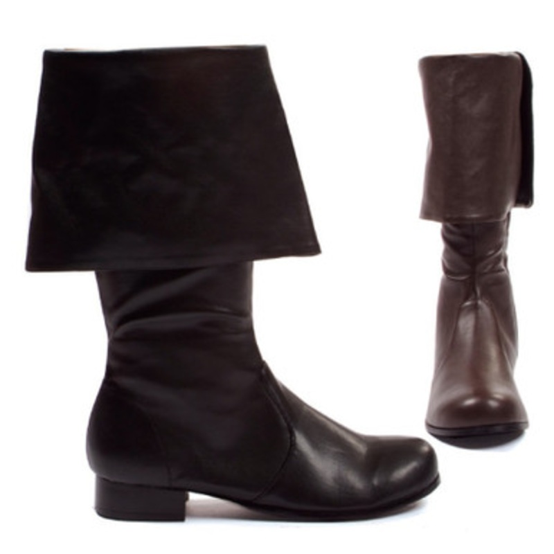 Hook Men's Pirate Boots 1" Heel Black 2 Wide