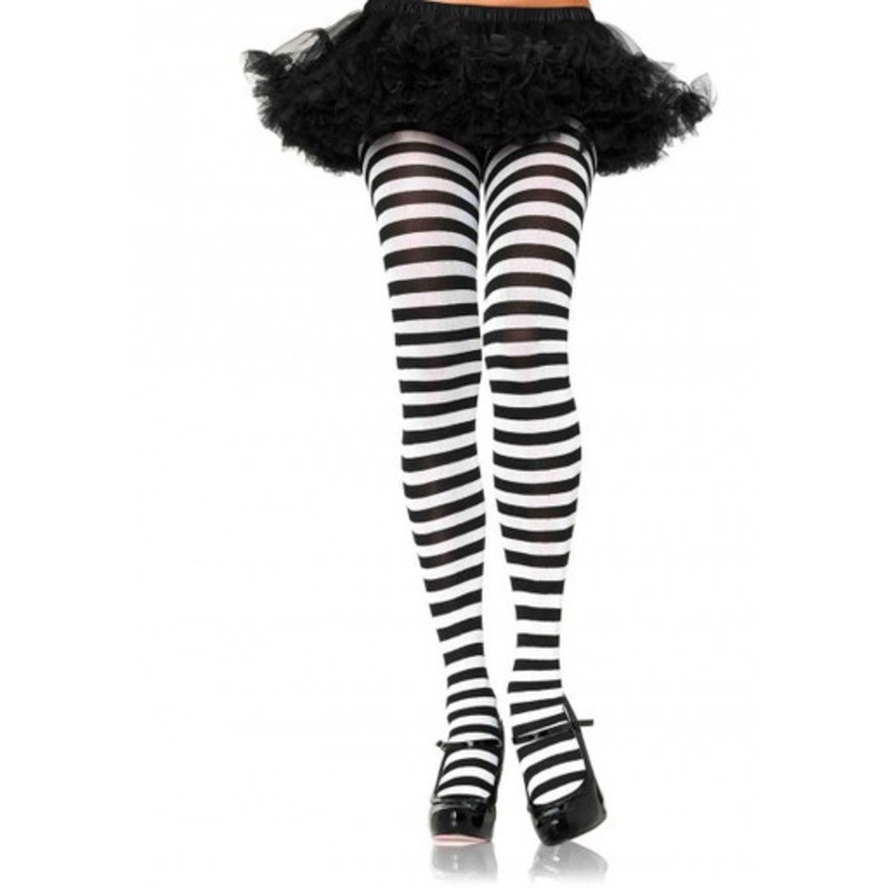 Leg Avenue Full Figure Nylon Striped Tights Assorted Colors Burgundy w/ White Stripes