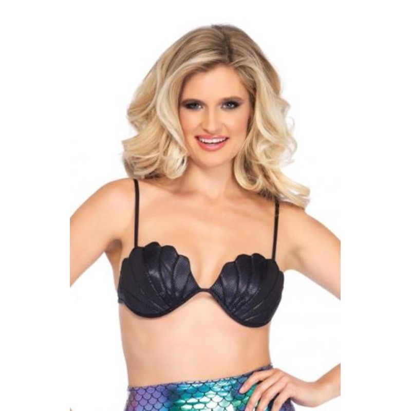Leg Avenue Mermaid Shell Bra Top Black Small