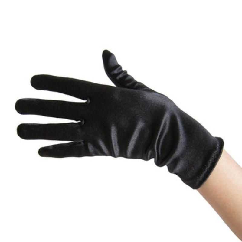 Leg Avenue Wrist Length Satin Gloves Black