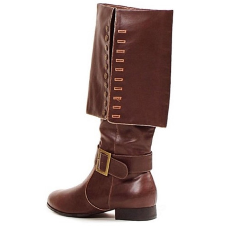 Men's Brown Captain 1" Heel Knee High Pirate Boot 2 Wide